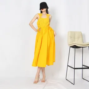 Sling Sexy Dress For Women Square Collar Sleeveless High Waist Solid Minimalist Midi Dresses Female Summer Clothing