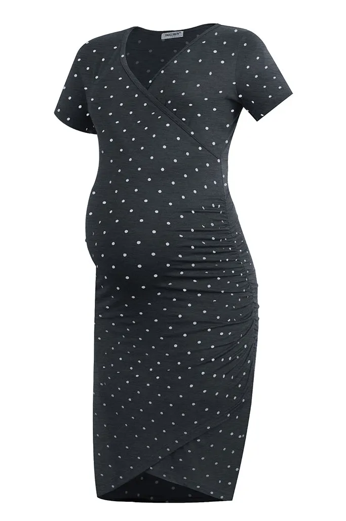Smallshow V-Neck Maternity Midi Dress