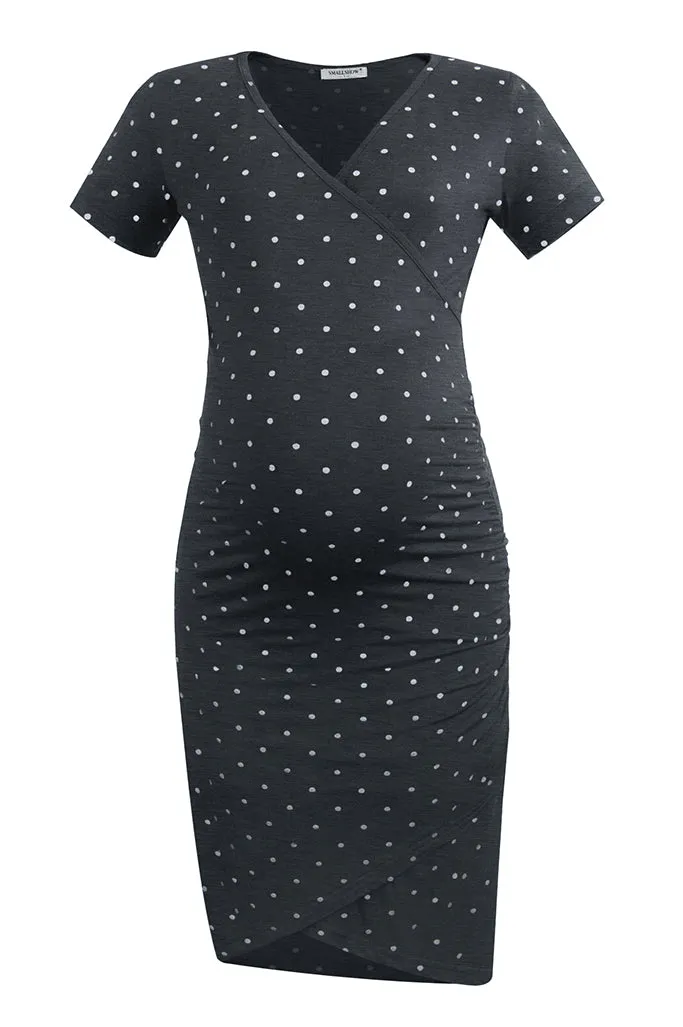 Smallshow V-Neck Maternity Midi Dress