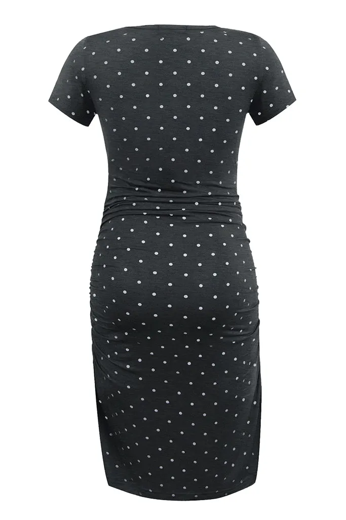 Smallshow V-Neck Maternity Midi Dress