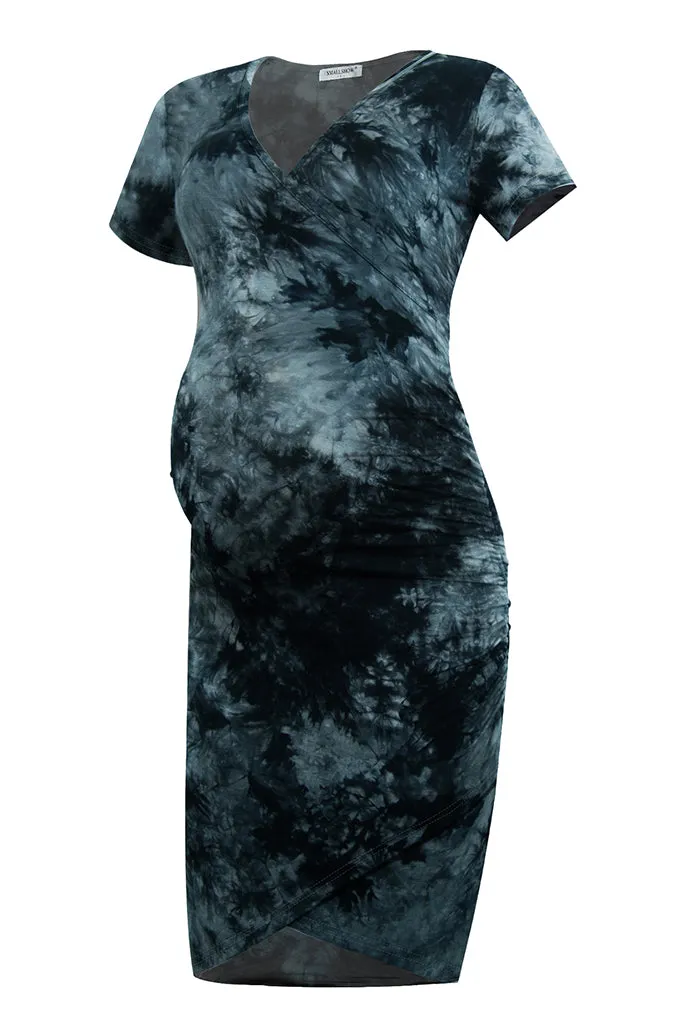 Smallshow V-Neck Maternity Midi Dress