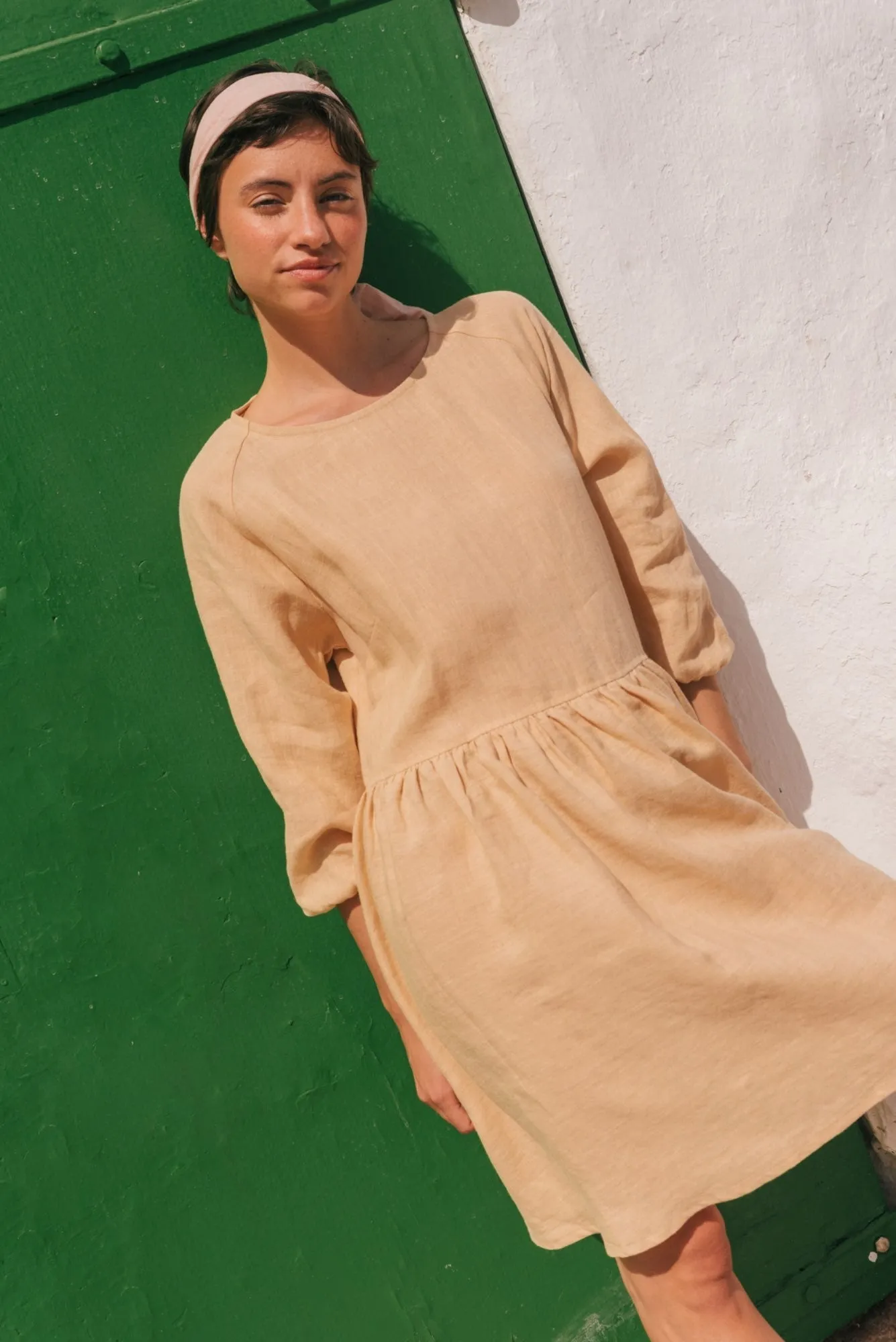 Sofia Midi-Length Linen Dress