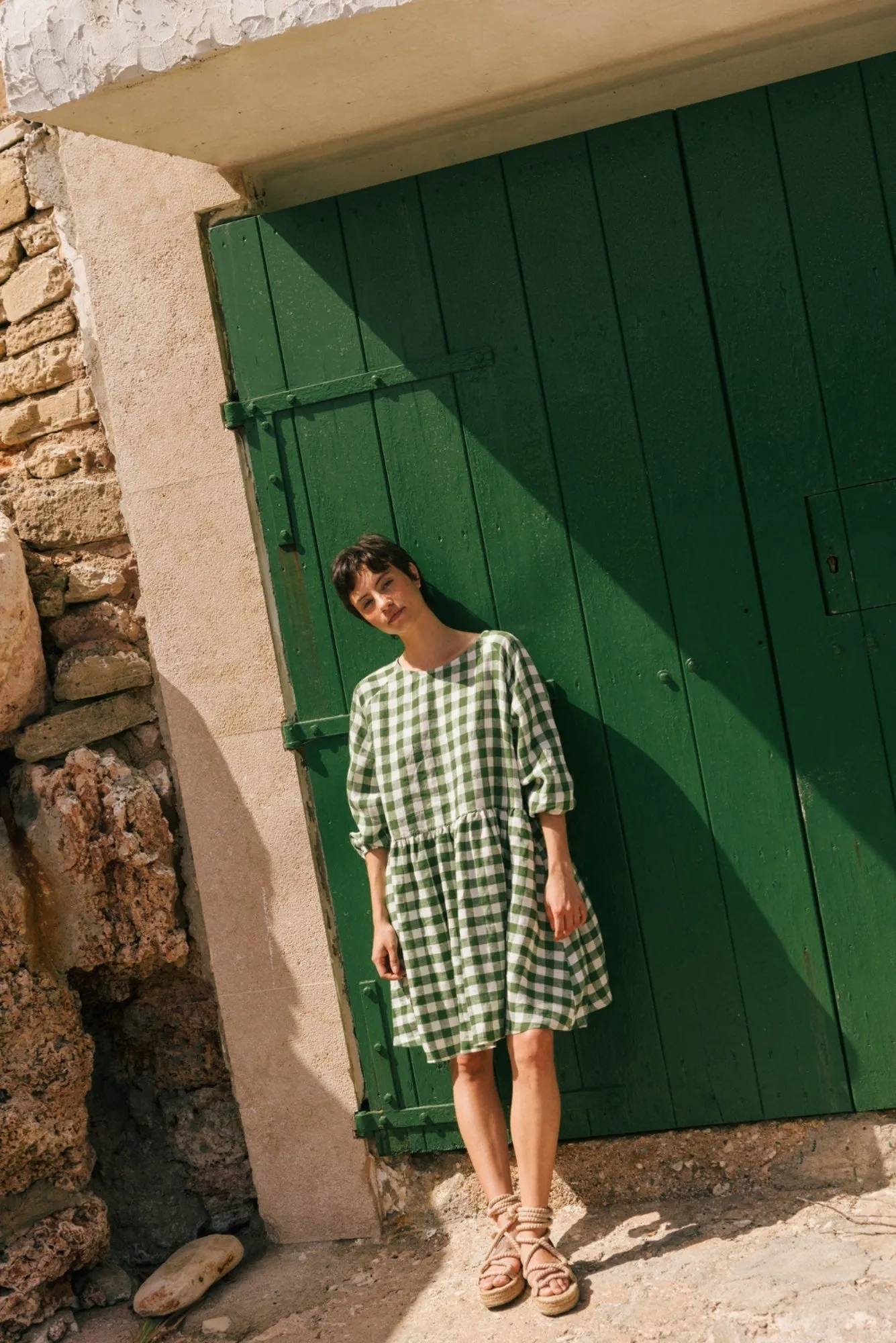 Sofia Midi-Length Linen Dress