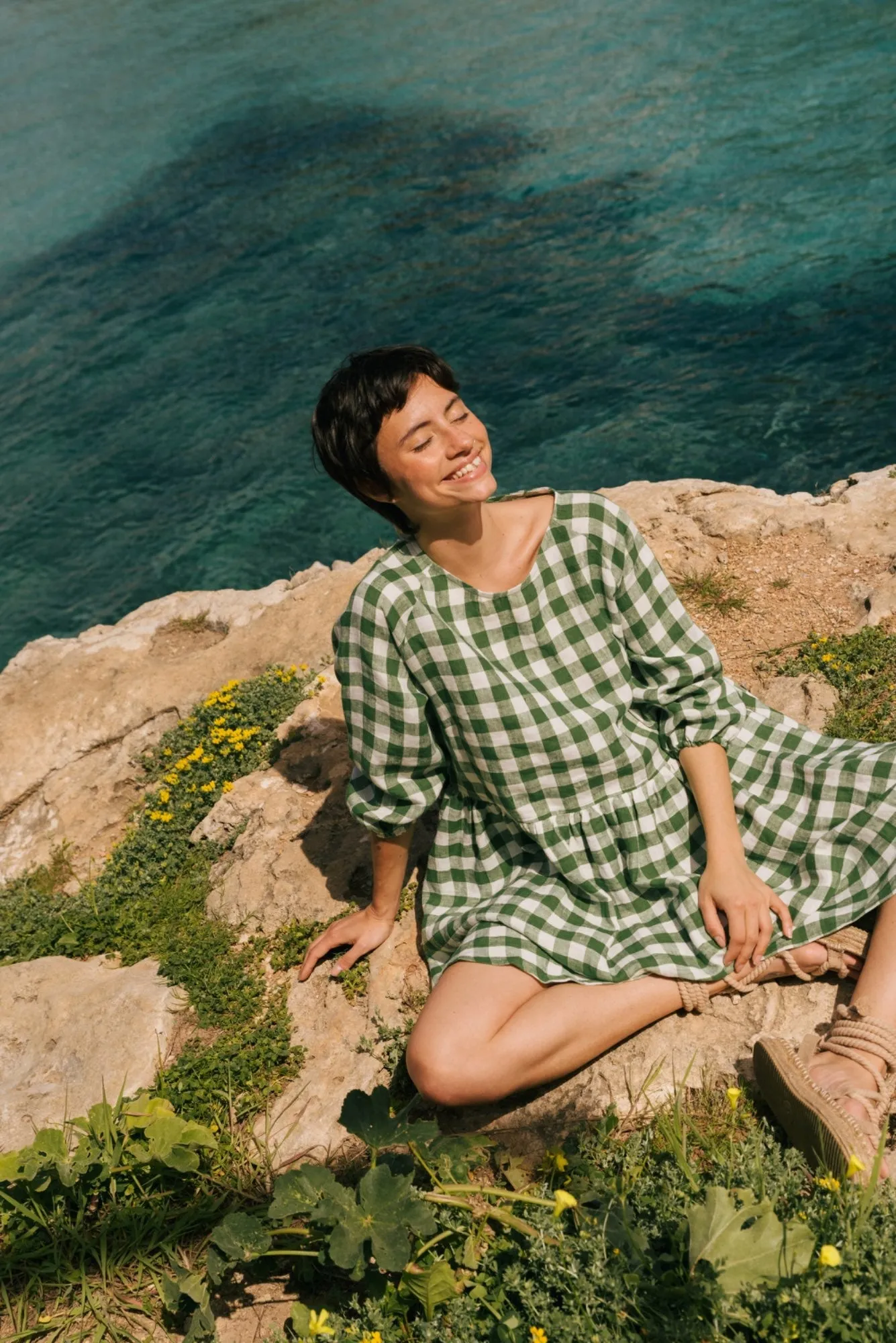 Sofia Midi-Length Linen Dress