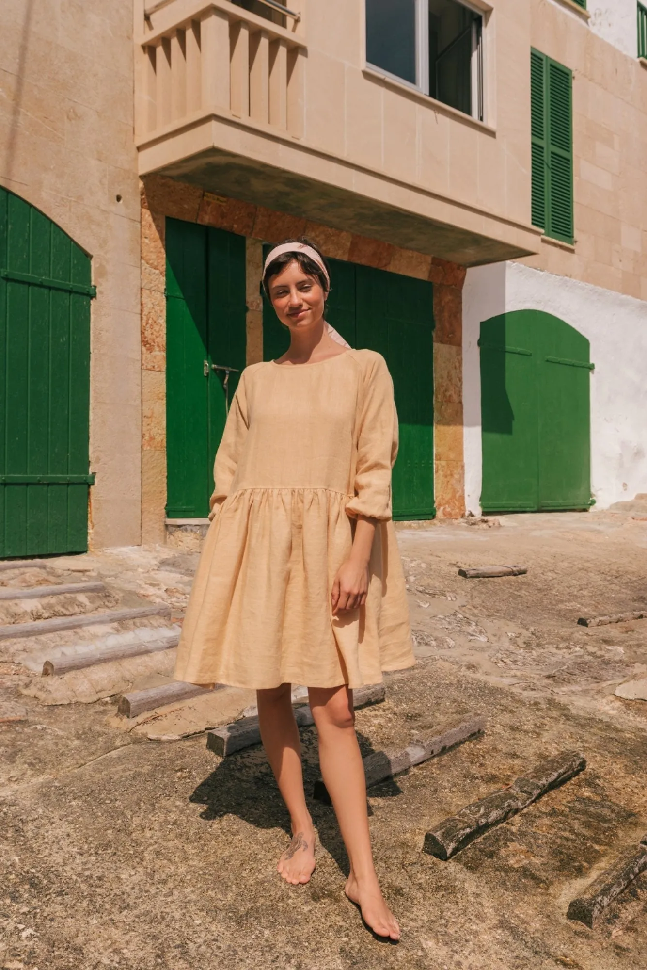 Sofia Midi-Length Linen Dress