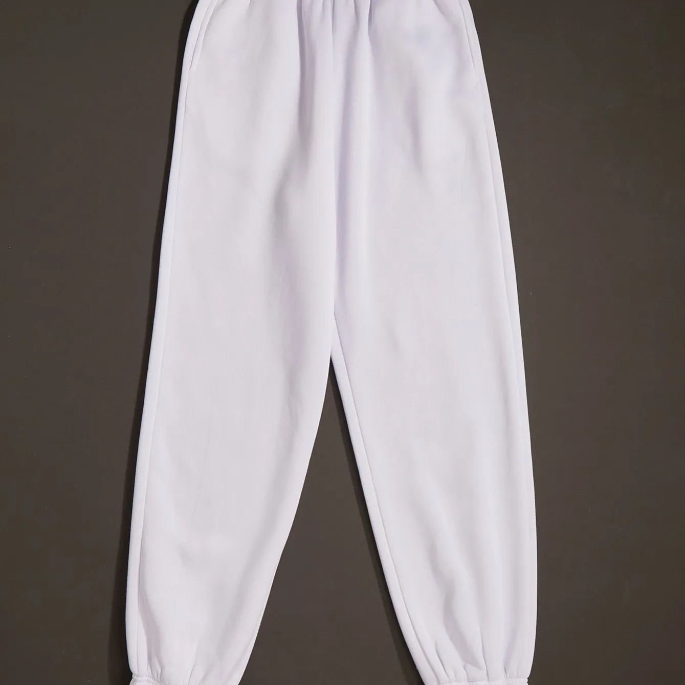 Solid Elastic High Waist Casual Every Day Pants