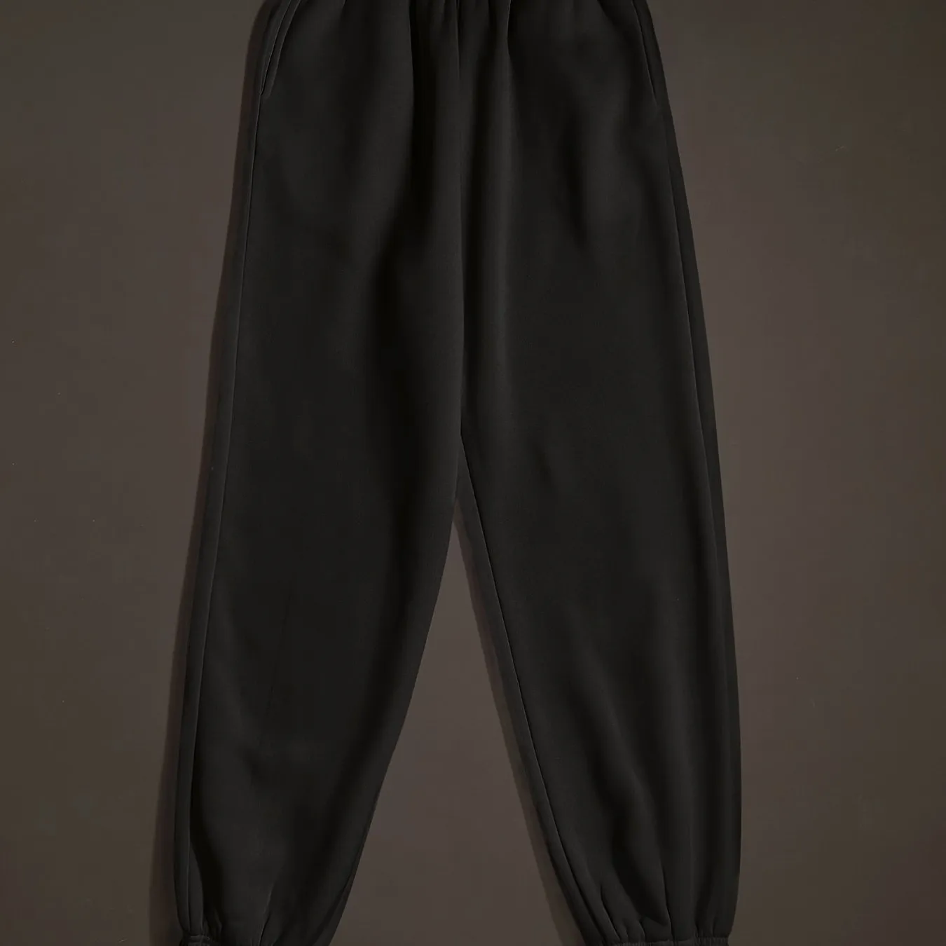 Solid Elastic High Waist Casual Every Day Pants