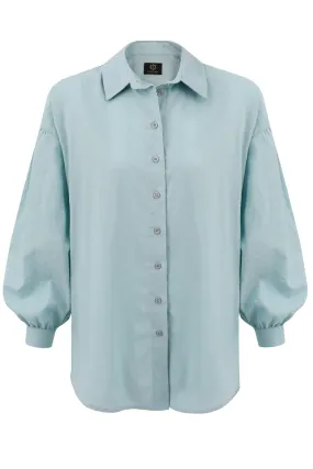 Summer Linen Button-up Shirt Pale Turquoise