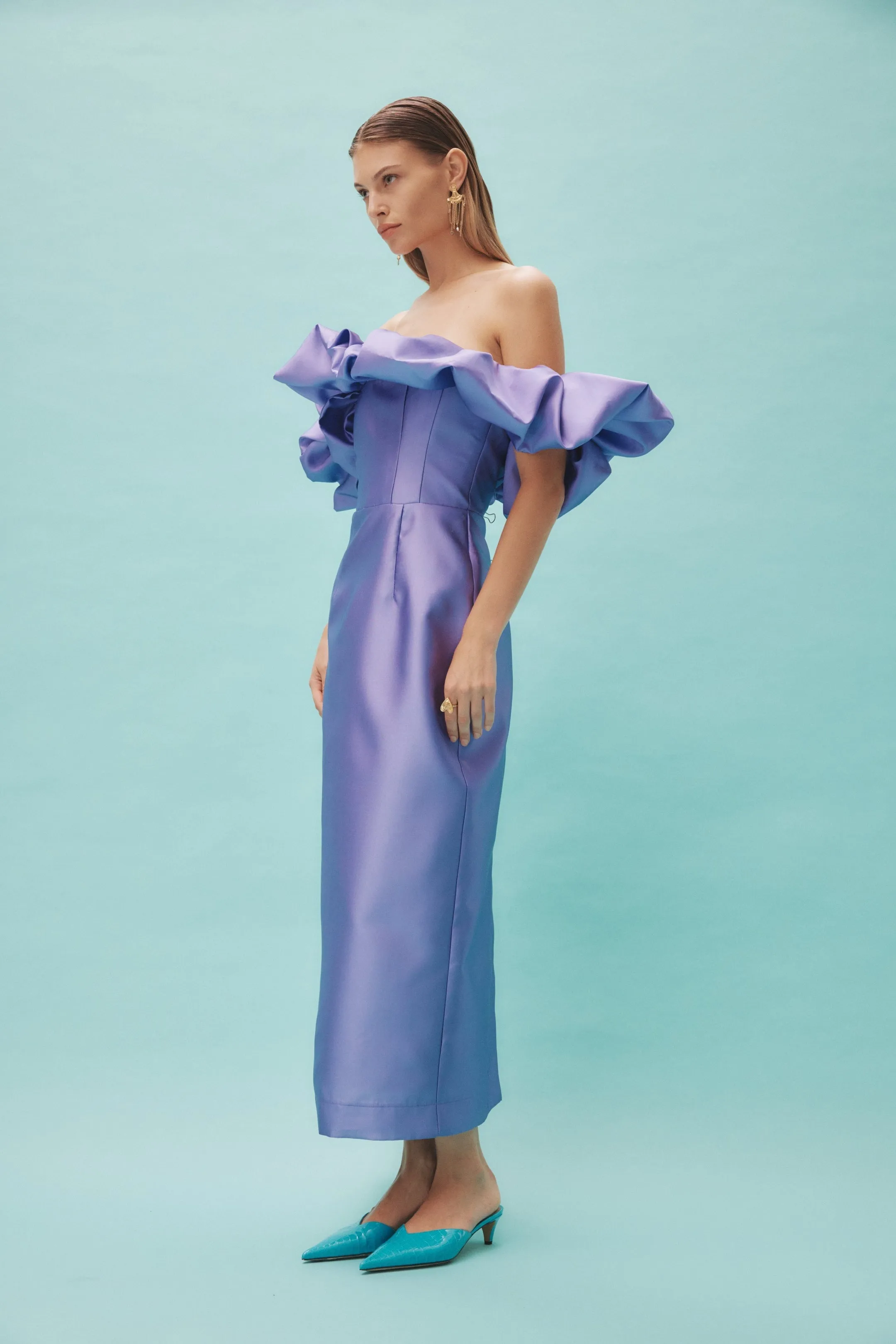 Suzi Off Shoulder Midi Dress