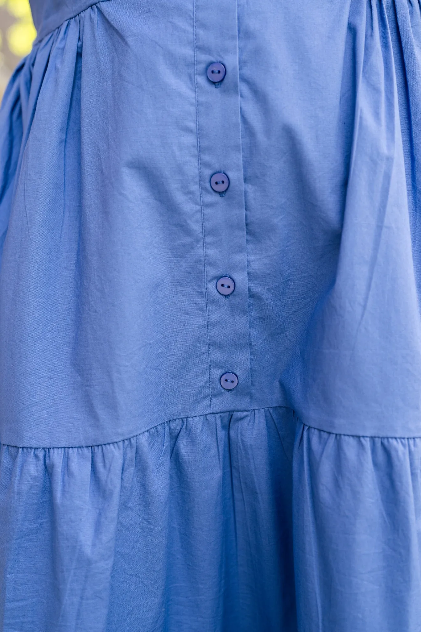 Sweetheart Button-Front Tiered Midi Dress