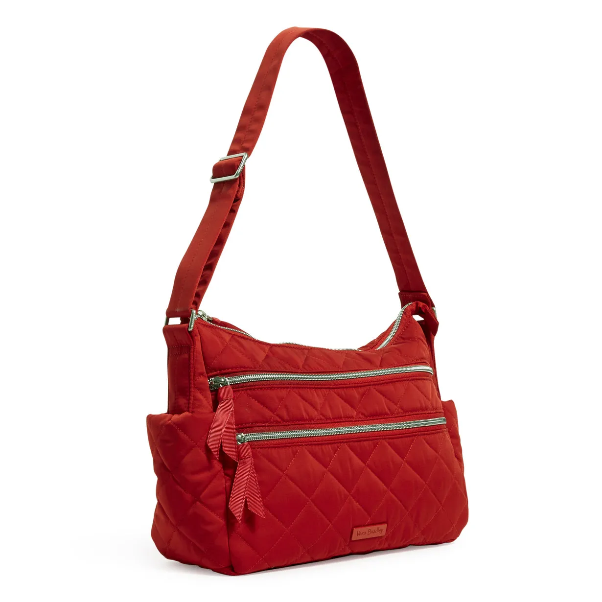 Triple Zip Shoulder Bag - Cardinal Red