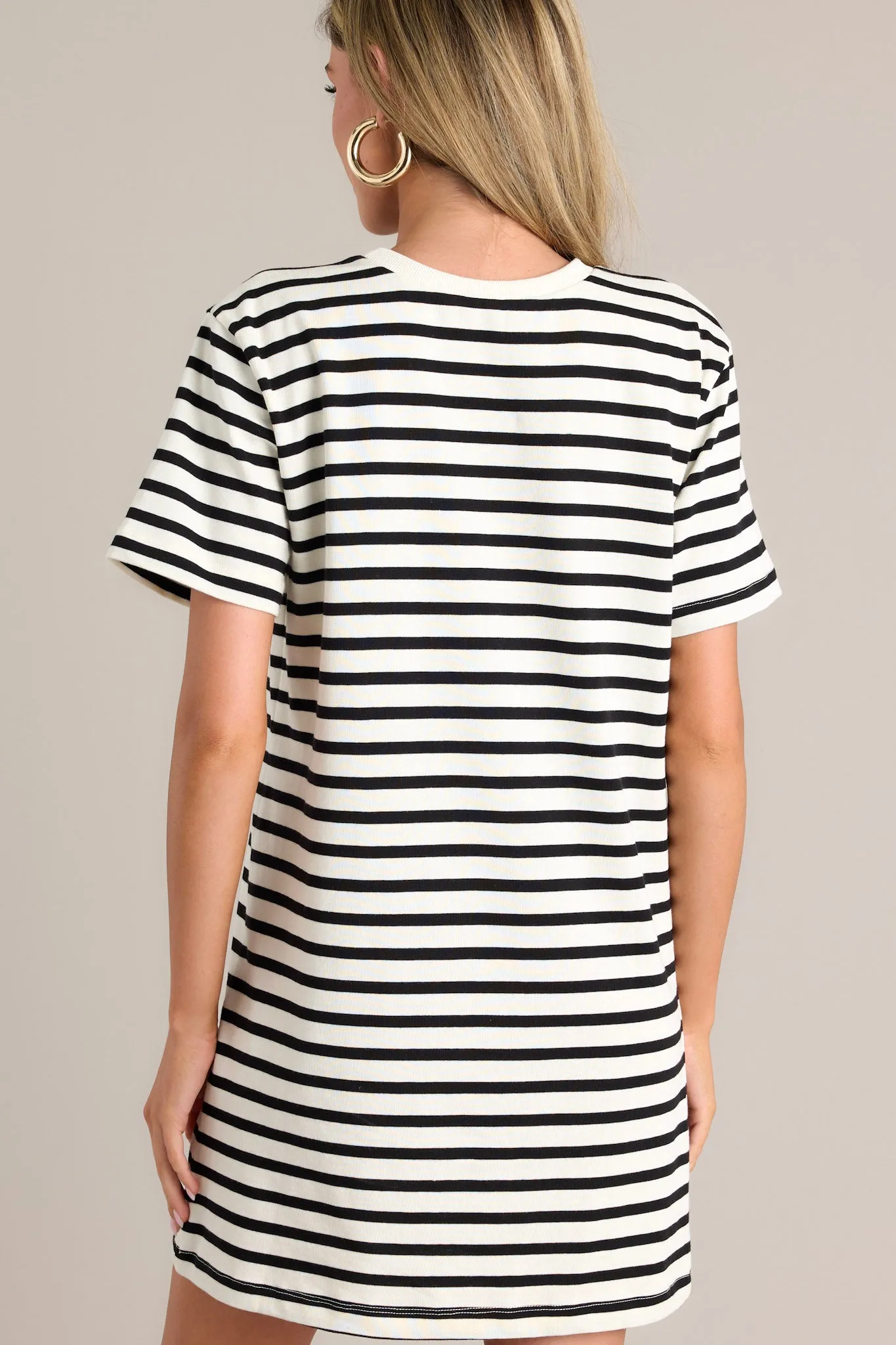 Weekend Wonder White Stripe 100% Cotton Mini T-Shirt Dress
