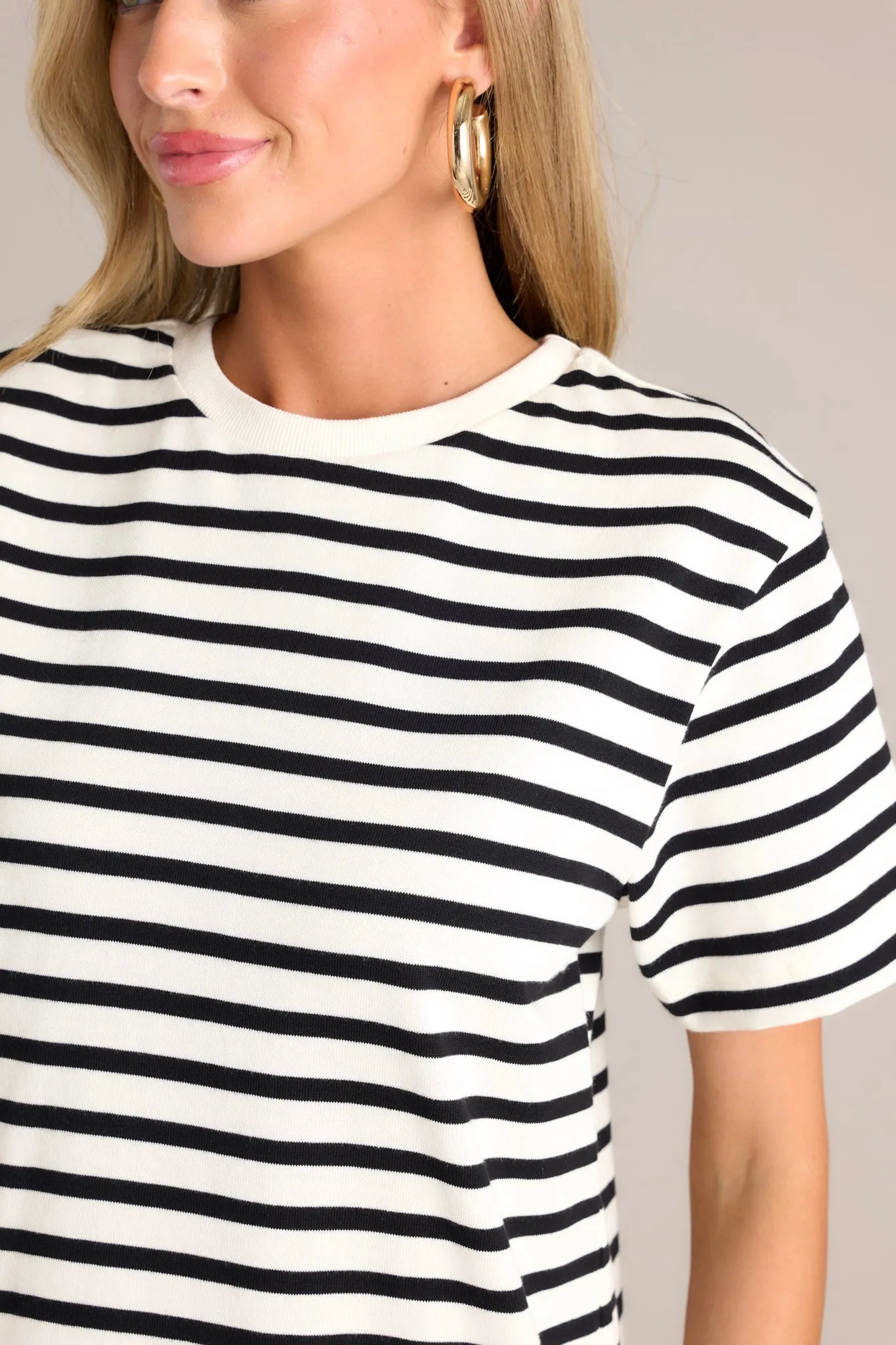Weekend Wonder White Stripe 100% Cotton Mini T-Shirt Dress