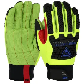 West Chester 87812/3XL R2 Safety Rigger Green Corded Palm with Fabric Back and TPR Impact Protection - Insulated & Waterproof