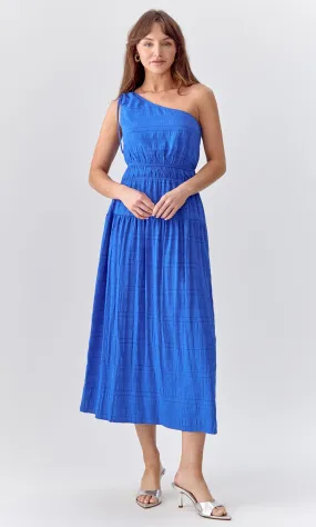 Whitney One Shoulder Textured Midi Dress
