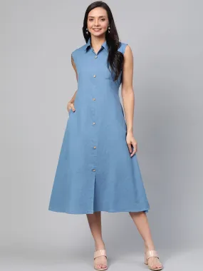 Women Blue Solid Dress