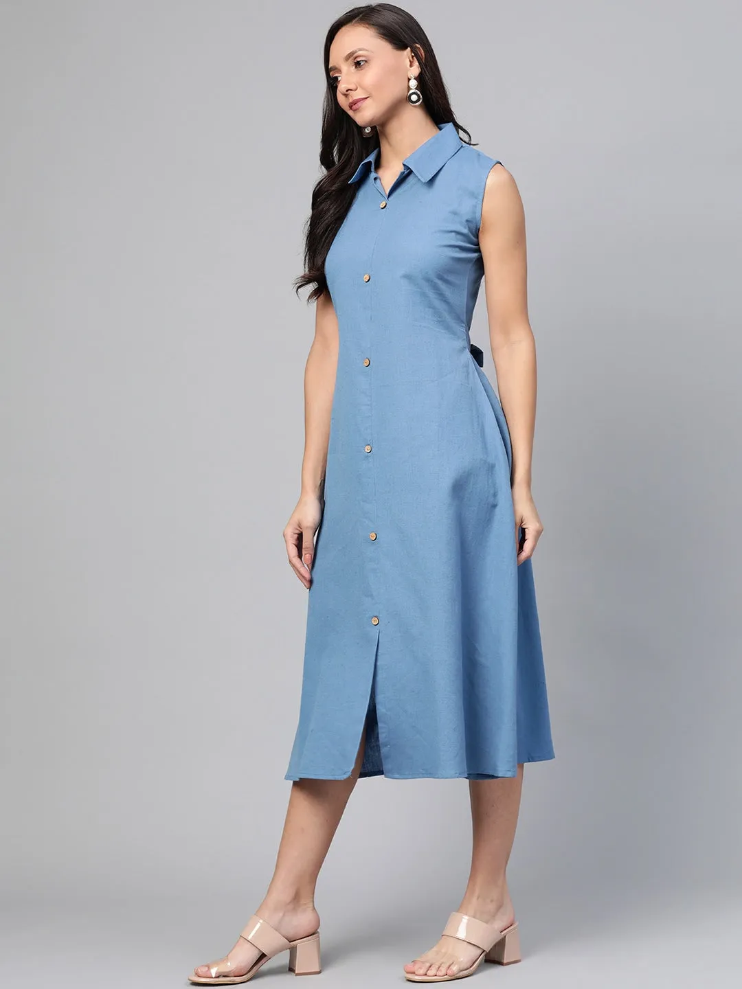 Women Blue Solid Dress