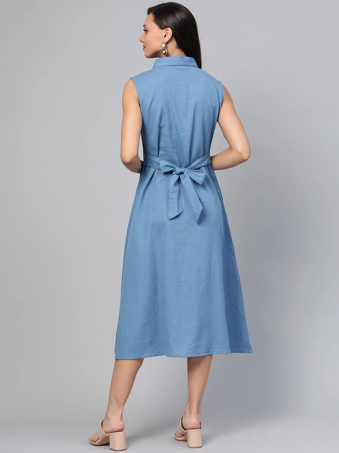 Women Blue Solid Dress