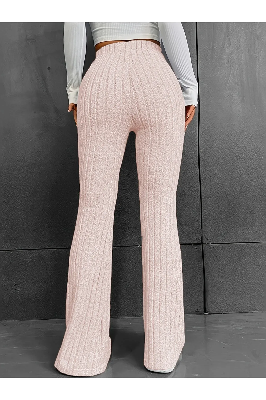 Women Ribbed High Waist Bootcut Pants