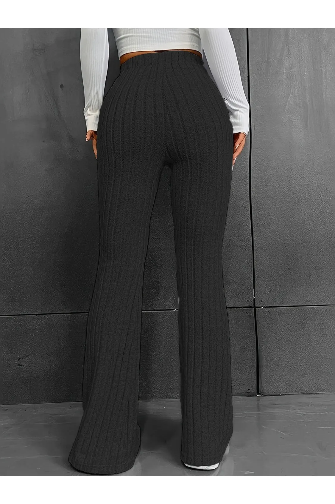 Women Ribbed High Waist Bootcut Pants