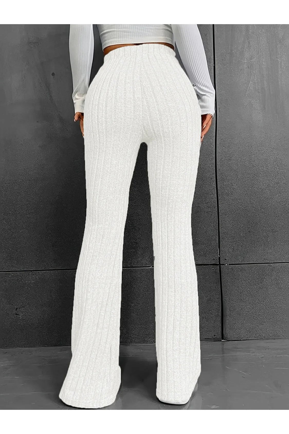 Women Ribbed High Waist Bootcut Pants