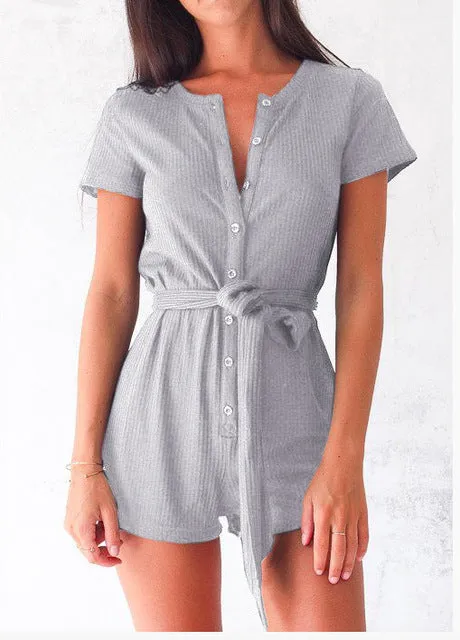 Women Single-breasted Casual Jumpsuit
