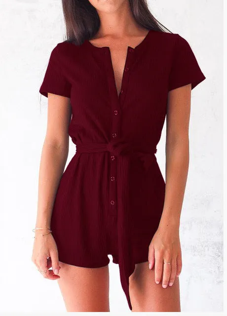 Women Single-breasted Casual Jumpsuit