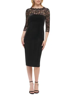 Women's Lace Velvet Dress,Black