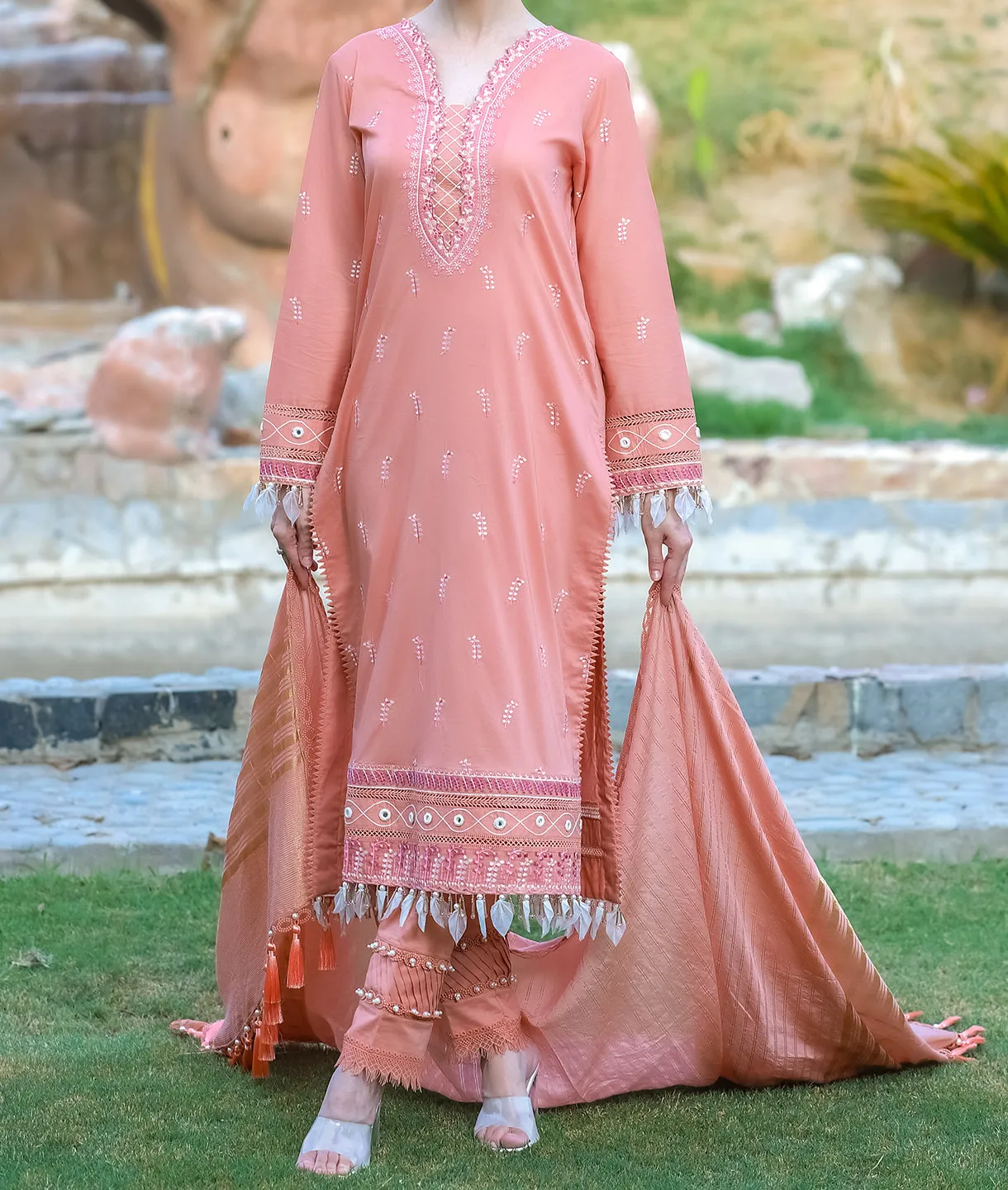 Women's "SADIA" Embroidered Lawn Suit Monar Dupatta