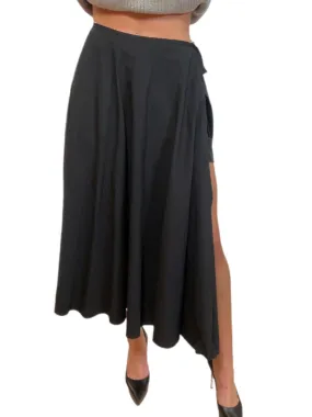 Y3 Black & White Yohji Midi Slit Skirt. Size: 1