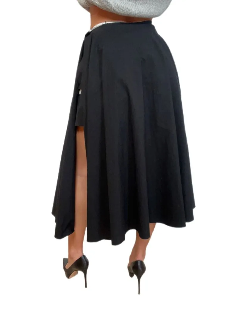Y3 Black & White Yohji Midi Slit Skirt. Size: 1