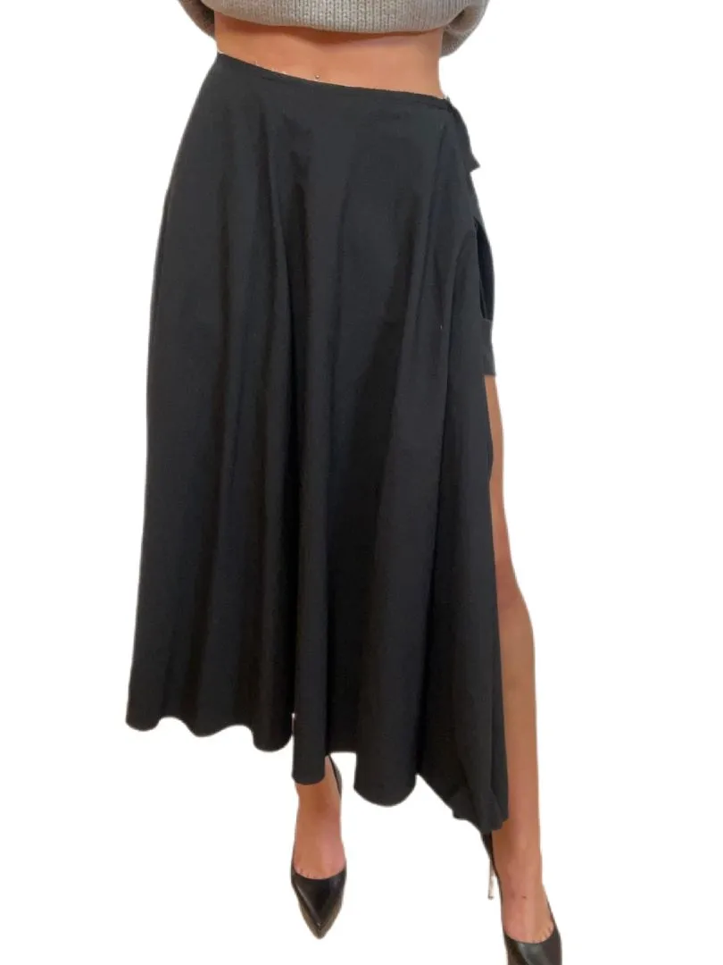 Y3 Black & White Yohji Midi Slit Skirt. Size: 1