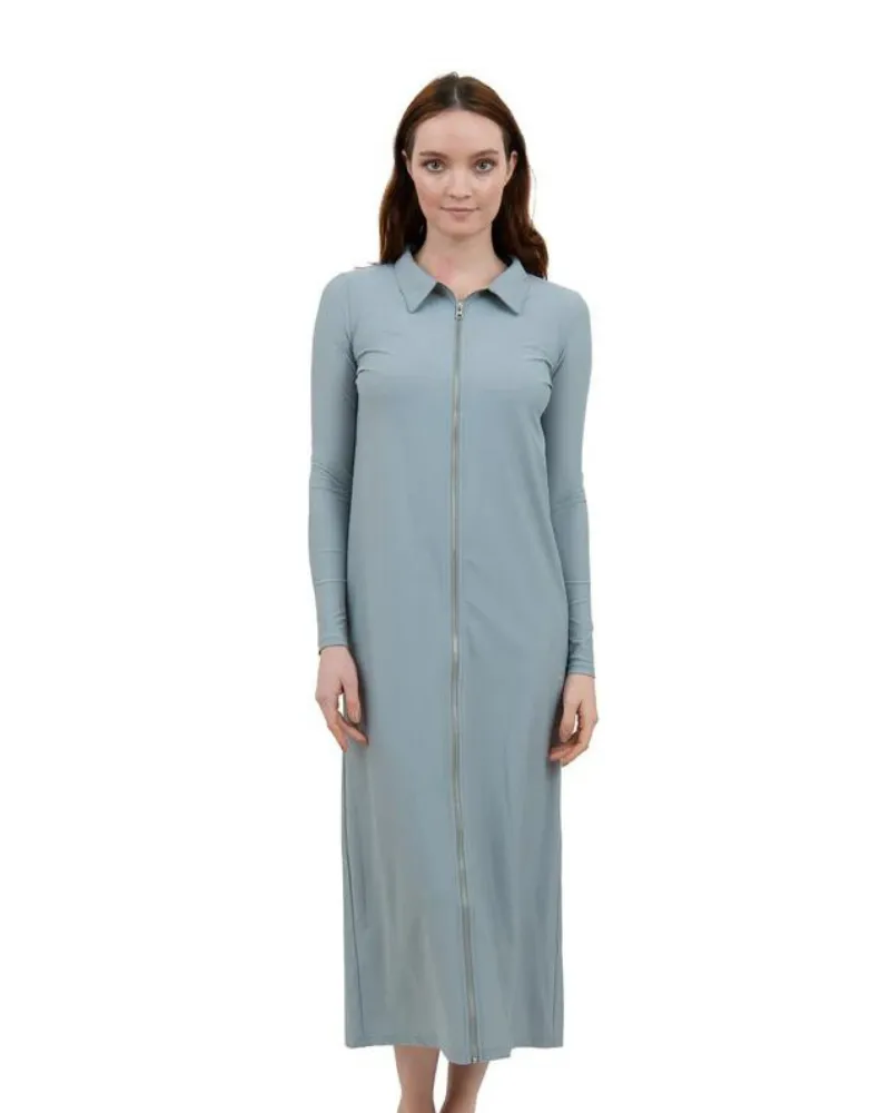ZMD Grey Full Zip Maxi Swim Dress