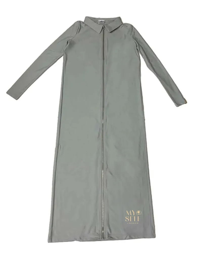 ZMD Grey Full Zip Maxi Swim Dress